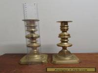 Two Victorian Brass Candle sticks irregular pair pop outs