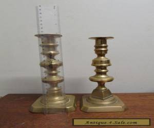 Item Two Victorian Brass Candle sticks irregular pair pop outs for Sale