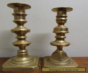 Item Two Victorian Brass Candle sticks irregular pair pop outs for Sale