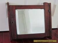 ANTIQUE OAK MEDICINE CABINET WITH ORIGINAL BEVELED GLASS