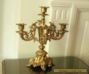 Old Antique Vintage French Gold Spelter Metal Victorian Candelabra Candlestick for Sale