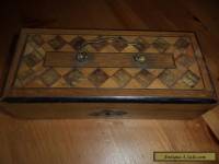  vintage  wooden box  marquetry lid