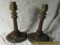 Pair of Antique WOODEN ELECTRIC LAMP Bases - Need TLC