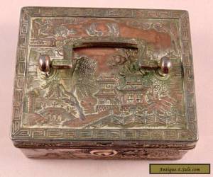 Item Small Japanese Antique Silver Plate on Copper Trinket Box for Sale