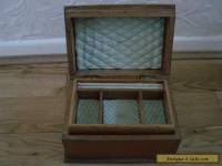 VINTAGE WOODEN JEWELLERY BOX WITH DOVETAILS AND PADDED