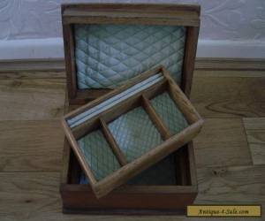 Item VINTAGE WOODEN JEWELLERY BOX WITH DOVETAILS AND PADDED for Sale