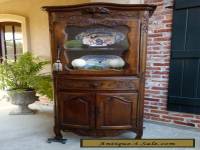 Antique French Carved Walnut Vitrine Display Cabinet Bookcase Louis XV Style  