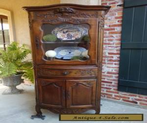 Item Antique French Carved Walnut Vitrine Display Cabinet Bookcase Louis XV Style   for Sale