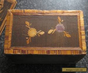 Item ANTIQUE SLIDE TOP BAMBOO INLAID WOODEN BOX.  S.E. ASIA. EARLY 1900'S  for Sale