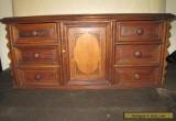 Antique Chest Walnut French Cabinet Table Top Six Drawer One Door Inlaid for Sale