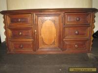 Antique Chest Walnut French Cabinet Table Top Six Drawer One Door Inlaid