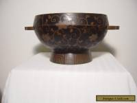 Antique Japanese hand-painting  Makie Lacquer 2 Ears Footed Bowl  