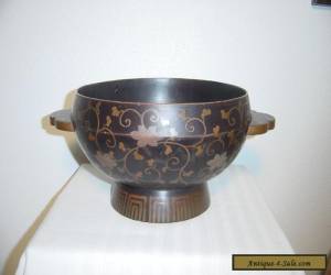 Item Antique Japanese hand-painting  Makie Lacquer 2 Ears Footed Bowl   for Sale