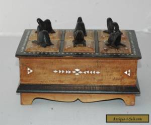 Item VINTAGE CARVED/INLAID BOX,6 COMPARTMENTS WITH FIGURES. for Sale