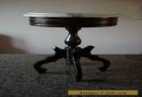 Gorgeous Antique Wood Pedestal Side Table With Marble Top & Storage - Italy. for Sale