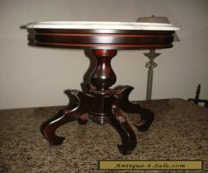 Item Gorgeous Antique Wood Pedestal Side Table With Marble Top & Storage - Italy. for Sale