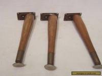 Vintage Set of 3 Tapered Wood Table Legs w/Mount 14" Mid-Century Danish Modern