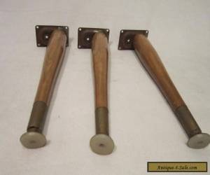 Item Vintage Set of 3 Tapered Wood Table Legs w/Mount 14" Mid-Century Danish Modern for Sale