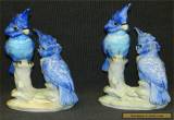 HTF Goldscheider A. Jacob Hand Painted Pair of Blue Parrots Birds Cockatoo  for Sale