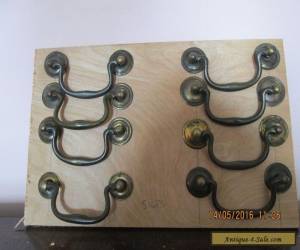 set of 8 antique brass swan neck handles S1685 for Sale