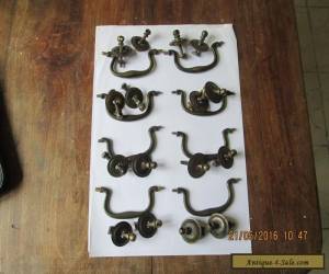 Item set of 8 antique brass swan neck handles S1685 for Sale