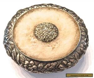 Item KIRK REPOUSSE ANTIQUE STERLING SILVER  POWDER BOX with PUFF for Sale