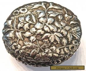 Item KIRK REPOUSSE ANTIQUE STERLING SILVER  POWDER BOX with PUFF for Sale