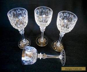 Item 4 Old Tall 8" CUT & ETCHED CRYSTAL STEM HOCK WINE GLASSES for Sale