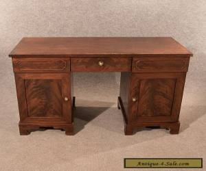 Item Antique Pedestal Desk Study Table Quality Flame Mahogany Victorian English c1850 for Sale