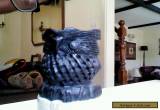 Rare unusual antique carved wood owl loads of detail  for Sale