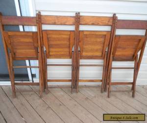 Item Vintage Wooden Oak Folding Chairs set of 4 for Sale