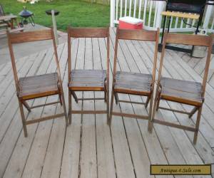 Item Vintage Wooden Oak Folding Chairs set of 4 for Sale