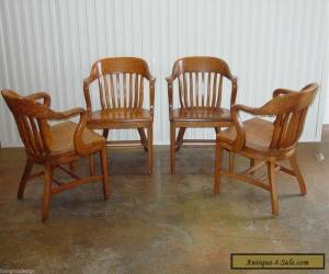 Item Vintage c. 1950s SIKES Solid Wood Courthouse Jury Bankers Chairs ~ Set of 4 for Sale