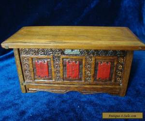 A VINTAGE NOVELTY BOX, MINIATURE CARVED 'OAK COFFER'. for Sale