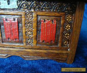 Item A VINTAGE NOVELTY BOX, MINIATURE CARVED 'OAK COFFER'. for Sale