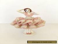 BEAUTIFUL DRESDEN PORCELAIN FIGURINE 1930s Art Deco w LACE DRESS