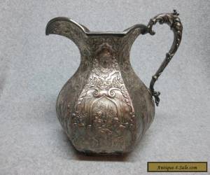 Item Victorian SILVER PLATE 9" PITCHER Elaborate Repousse Romatic Scene Hallmarked for Sale