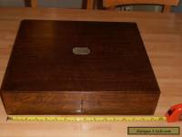 Large Antique Oak Collectors box with lock and key