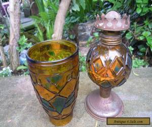 Item oil lamp vintage amber glass for Sale