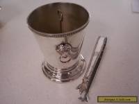 SILVER PLATE ICE BUCKET & TONGS.