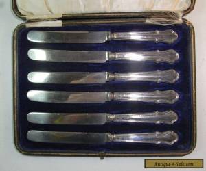 ANTIQUE STERLING SILVER English Sheffield Set 6 knives Mappin and Web 1915 cased for Sale