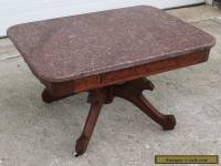 1870-80s SOLID WALNUT VICTORIAN ROSE MARBLE TOP COFFEE TABLE STAND