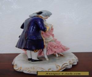 Item Antique Victorian German Dresden Lace Porcelain Couple  Figurine. for Sale