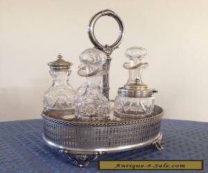 Item Cut Glass Cruet Set In Silver plate Stand for Sale