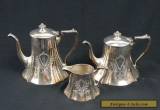 Antique American Silver plate Tea & Coffee Set HOMAN MFG Company Quadruple Plate for Sale