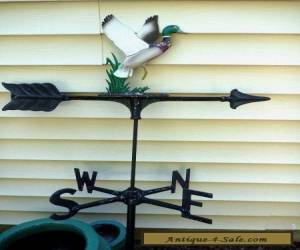 Vtg Cast Aluminum Mallard Duck Rooftop Weathervane Directionals Weathered Finish for Sale