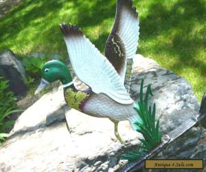 Item Vtg Cast Aluminum Mallard Duck Rooftop Weathervane Directionals Weathered Finish for Sale