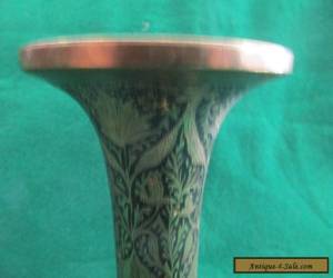 Item Vintage  etched and enamel Brass Vase ETCHED BRASS VASE for Sale