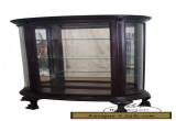 Antique 19th Century Oak Clawfoot Beveled Bow Glass China Cabinet for Sale