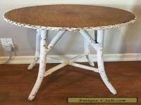 VINTAGE / ANTIQUE WICKER AND WOOD ROUND TABLE